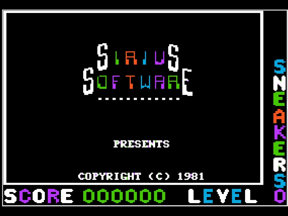 Title Screen of Sneakers for Apple II